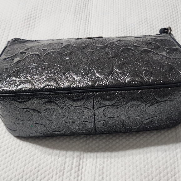 Coach Metallic Black Embossed Shoulder Bag - Picture 6 of 8
